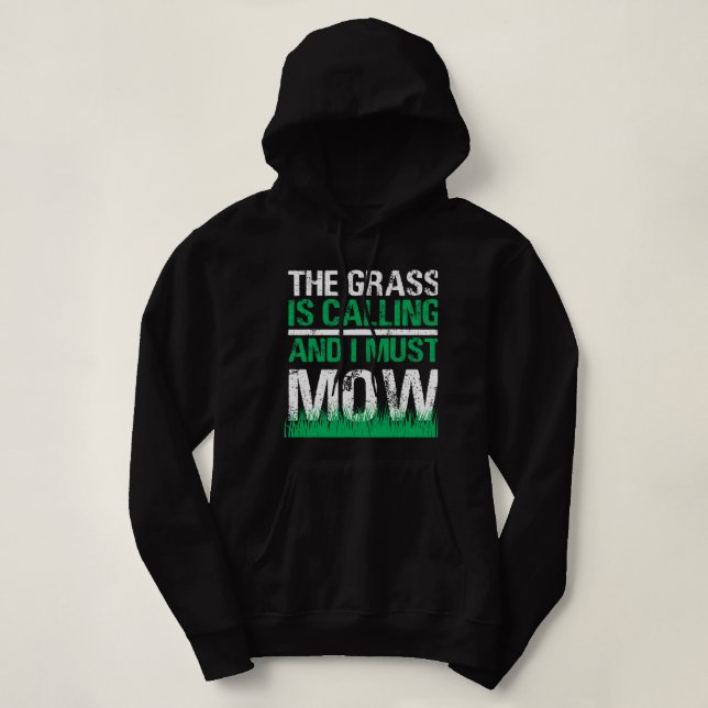Moletom Leite Engraçado Mower A Grama Está Chamando Yard W (Frente do Design)
