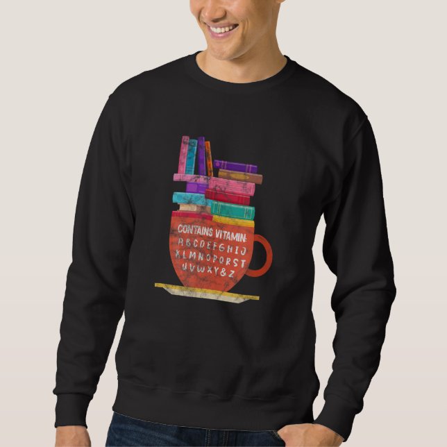 Moletom Leitura Contém Vitamina Alphabet Reader Bookworm (Frente)