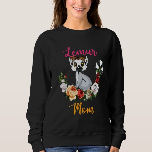 Moletom Lemur Mom Floral Lemur Bow Tie Lover Mother's Day (Frente)