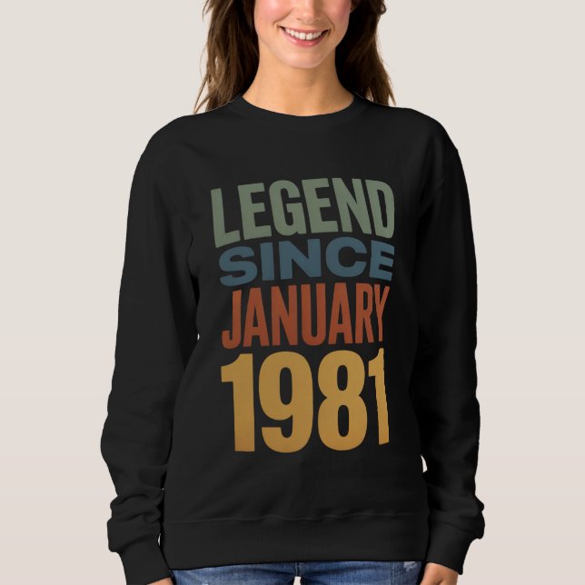 Moletom Lenda Desde Janeiro de 1981 Aniversário Clássico R (Frente)