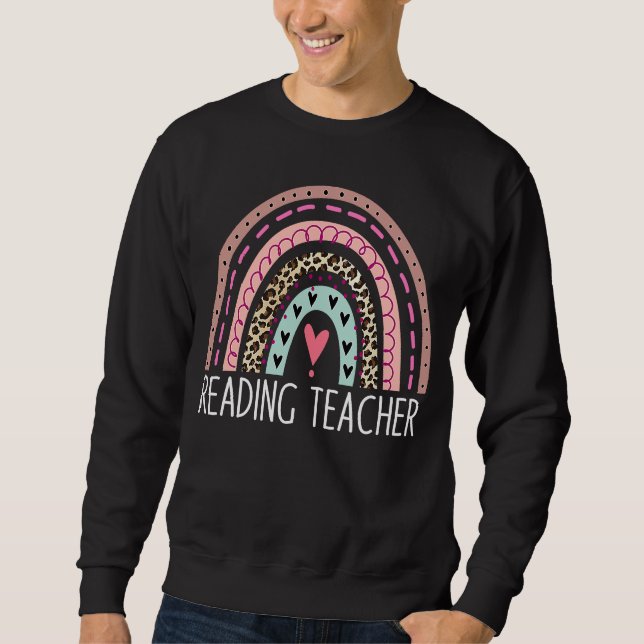 Moletom Lendo o professor Boho Rainbow De Volta À Escola A (Frente)