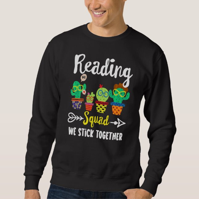 Moletom Lendo Professora Em Leitura Da Equipe De Cactus Da (Frente)