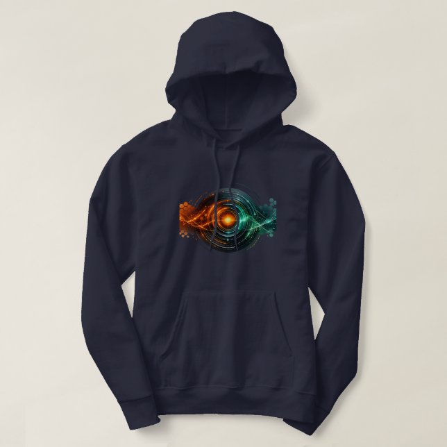 Moletom Lente de Círculo de Ficção Científica Laranja Azul (Frente do Design)