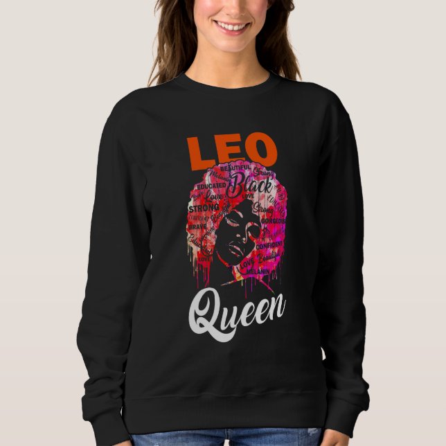 Moletom Leo Queen Black Woman Afro Natural Hair African (Frente)