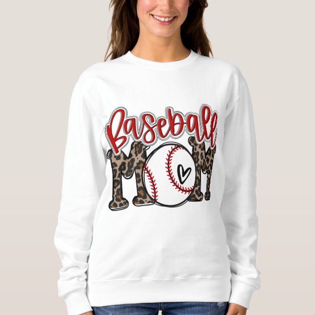 Moletom Leopard Baseball no Dia da Mãe Vibes T-ball Mãe Mo (Frente)