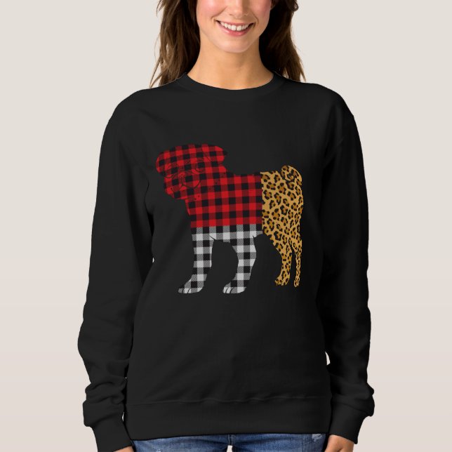 Moletom Leopard Buffalo Plaid Pug Dog  Valentine s day (Frente)
