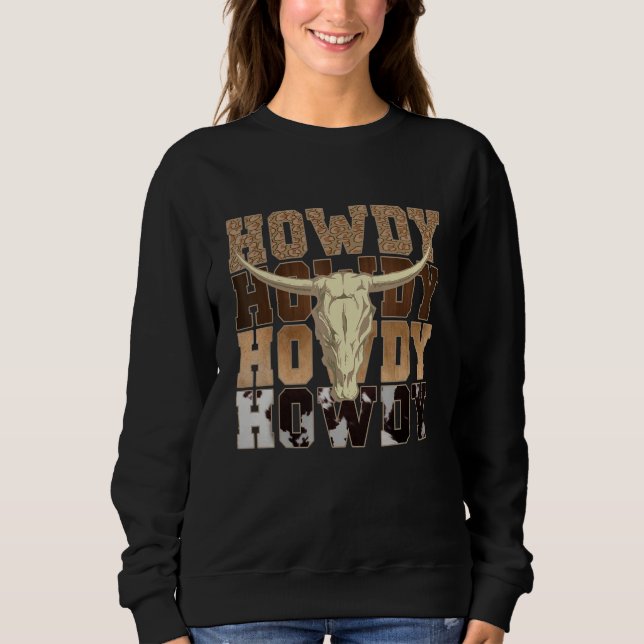 Moletom Leopard Howdy Bull Skull Rodeo Texas Western Count (Frente)