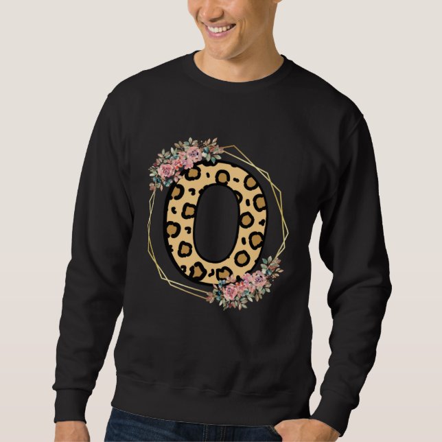 Moletom Leopard Letter O Initial Flower Monogram Women Gir (Frente)
