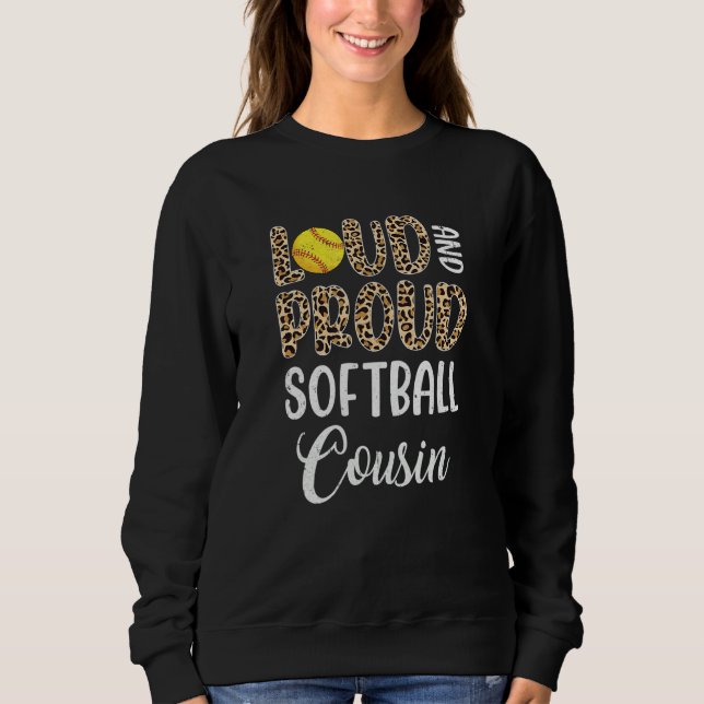 Moletom Leopard Loud Proud American Softball Cousin Family (Frente)