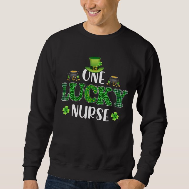 Moletom Leopard One Lucky Nurse Leprechaun Shamrock Patríc (Frente)