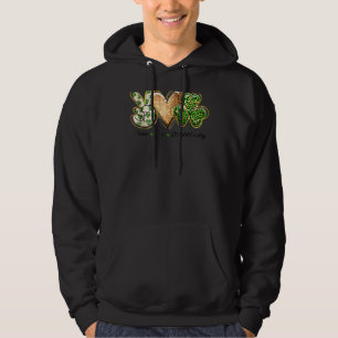 Moletom Leopard Peace Love Shamrock Irish Saint Patrick