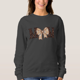 Moletom Leopard Print Mom Sweatshirt with Coquette Bow