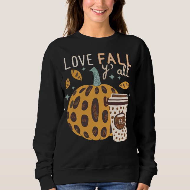 Moletom Leopard Pumpkin and Coffee Love Fall Ya ll (Frente)