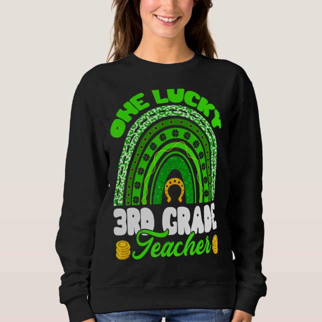 Moletom Leopard Rainbow One Lucky 3rd Grade Teacher Rua Pa (Frente)
