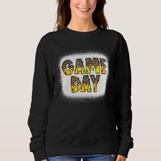 Moletom Leopard Softball Game Day Vibes Softball Mãe Softb (Frente)
