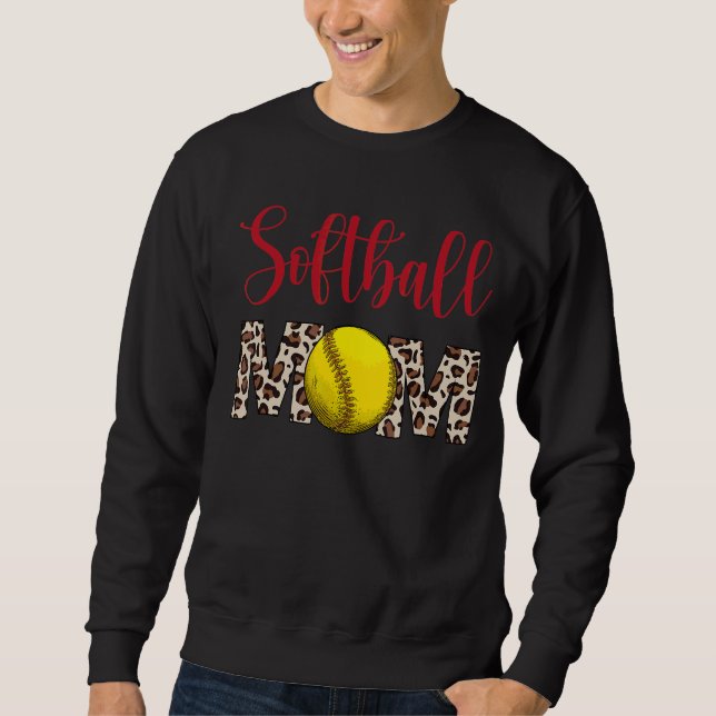 Moletom Leopard Softball Mãe Jogo de Softball Vibes Mothe (Frente)