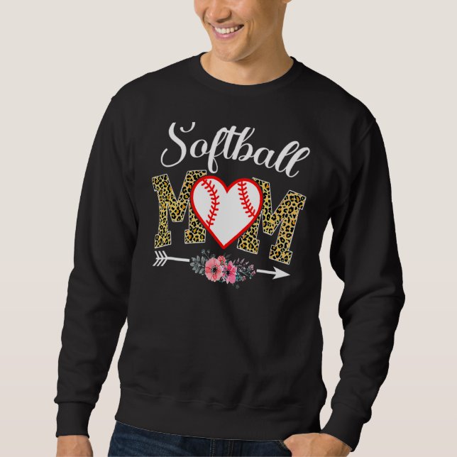 Moletom Leopard Softball Mãe Jogo de Softball Vibes Mothe (Frente)