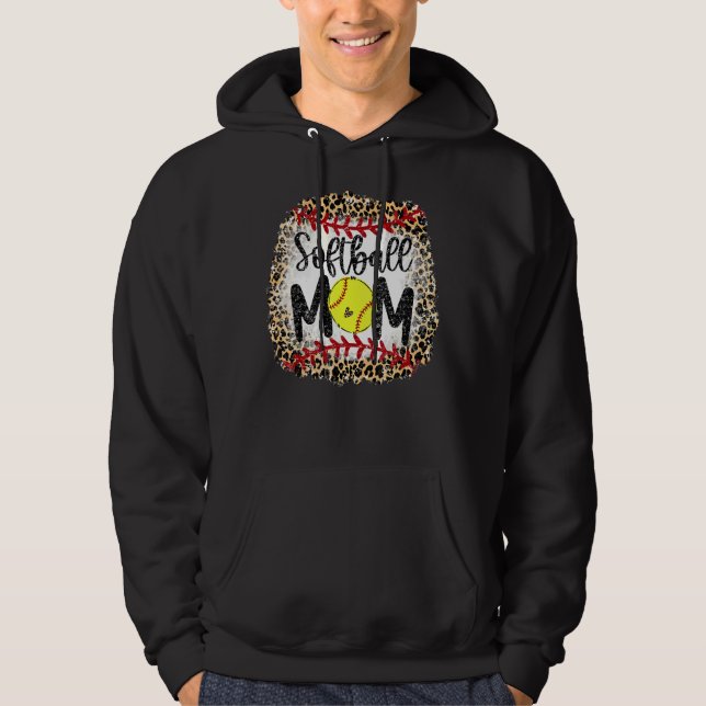 Moletom Leopard Softball Mãe Jogo de Softball Vibes Mothe (Frente)