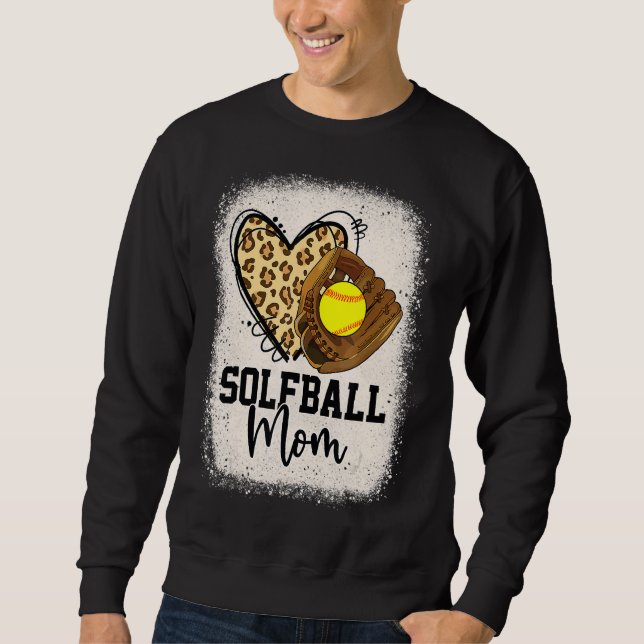 Moletom Leopard Softball Mãe Jogo de Softball Vibes Mothe (Frente)