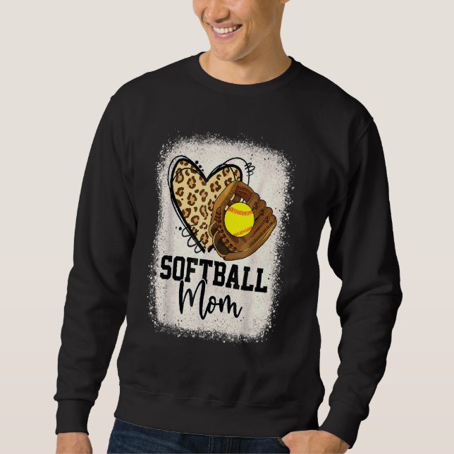 Moletom Leopard Softball Mãe Jogo de Softball Vibes Mothe (Frente)