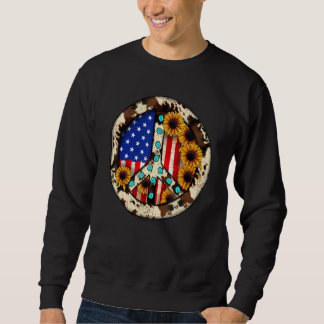 Moletom Leopard Turquoise American Flag Peace Sign Hippie