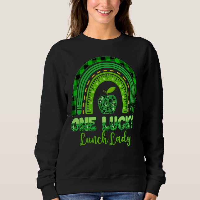 Moletom Leopardo Rainbow One Lucky Lunch Lady Patricks Day (Frente)