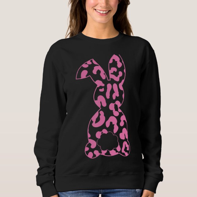 Moletom Leopardo rosa Felz pascoa cômico coelho coelho (Frente)