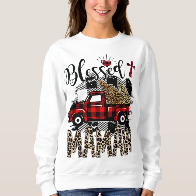 Moletom Leopardo Vermelho abençoado Mamaw é o melhor prese (Frente)