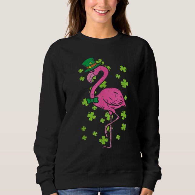 Moletom Leprechaun Flamingo Shamrock St Patricks Day Anima (Frente)