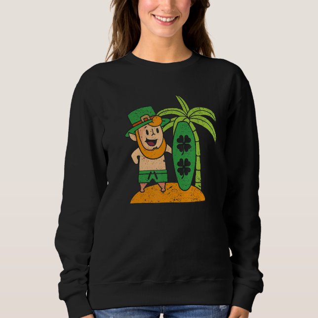 Moletom Leprechaun Hawaiian Surfing St Patricks Day Hawaii (Frente)