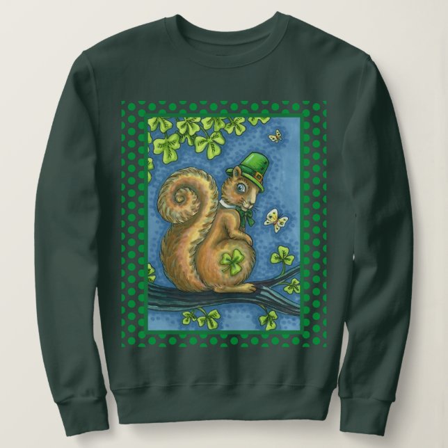 Moletom LEPRECHAUN IRISH SQUIRREL, RUA. PATRICK'S DAY Luck (Frente do Design)