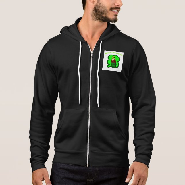 Moletom Leprechaun Magic Men's Black Cheio-Zip Hoodie (Frente)
