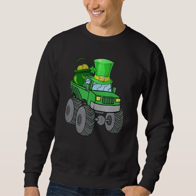 Moletom Leprechaun Monster Truck Shamrock Rua Patrick Day  (Frente)