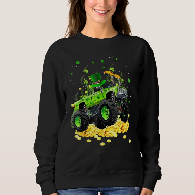 Moletom Leprechaun Monster Truck Shamrock Rua Patrick Day  (Frente)