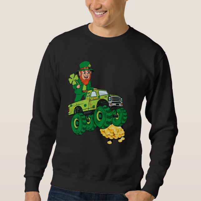 Moletom Leprechaun Monster Truck Shamrock St Patrick Day B (Frente)