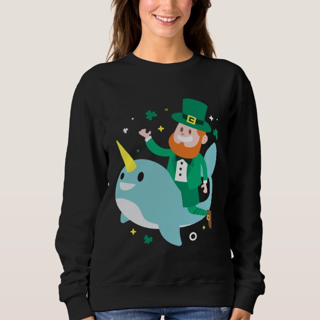 Moletom Leprechaun Narwhale  Cute St Patricks Day 2020 Boy (Frente)