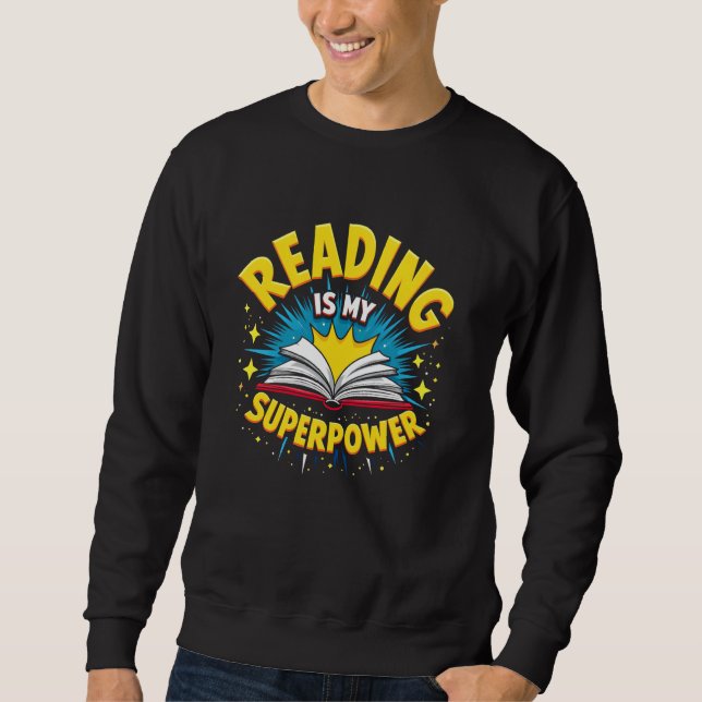 Moletom Ler é meu superpoder - Divertido Amante de Livros (Frente)