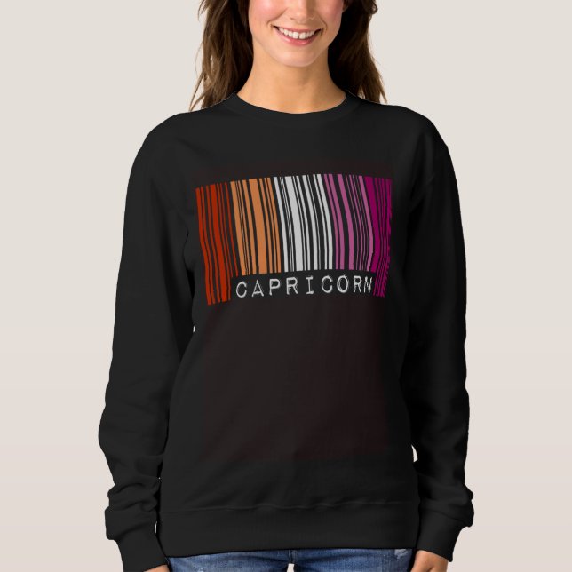 Moletom Lesbian Capricorn Barcode Gay Pride Flag Zodiac Si (Frente)