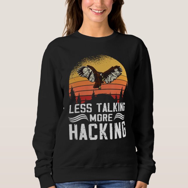 Moletom Less Talking more Hacking Sunset Falconer Falconry (Frente)