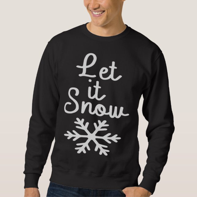 Moletom Let it Snow For Holiday Women Cute Snowflake Merry (Frente)