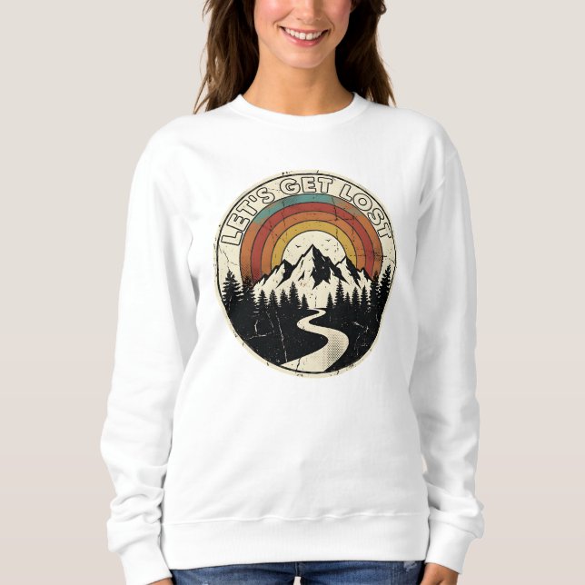 Moletom Let’s Get Lost Retro Mountain Adventure Outdoor (Frente)