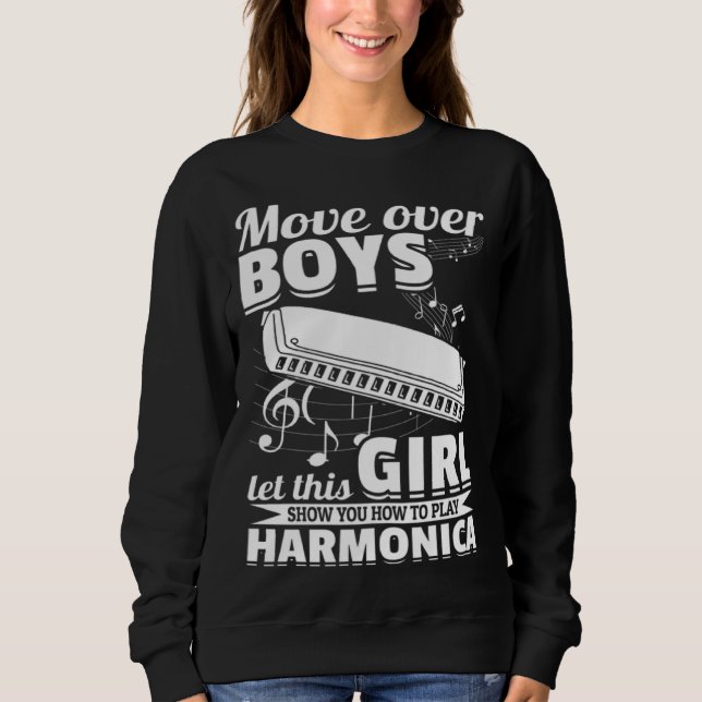 Moletom Let This Girl Show You How To Play Harmonica Music (Frente)
