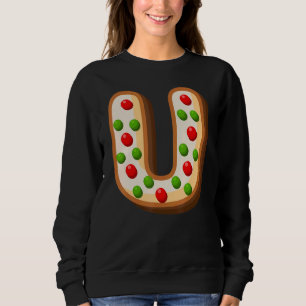 Moletom Letra alfabética de biscoito maiúsculo de Natal U