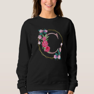 Moletom Letra C Monograma Floral Inicial Meninas