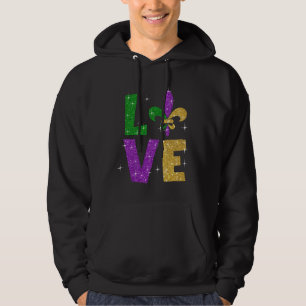 Moletom Letra de amor Dourado púrpura da brilha Mardi Gras