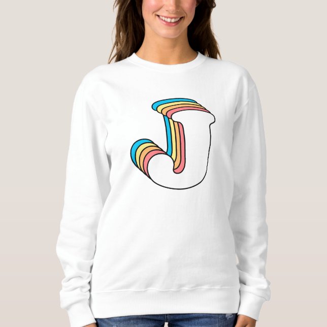 Moletom Letra J inicial Nome Cute Rainbow Alphabet (Frente)