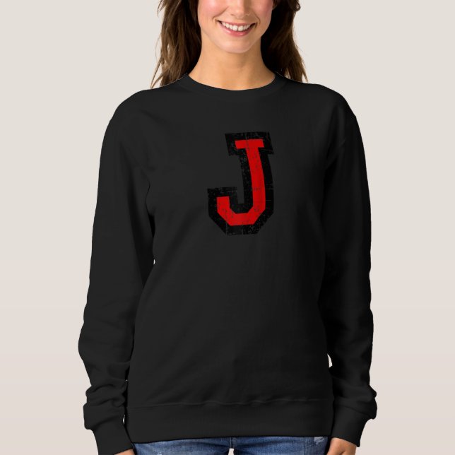 Moletom Letra J (Vintage Blackred) Raglan (Frente)