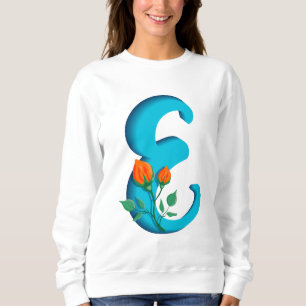 Moletom Letra maiúscula E monograma floral