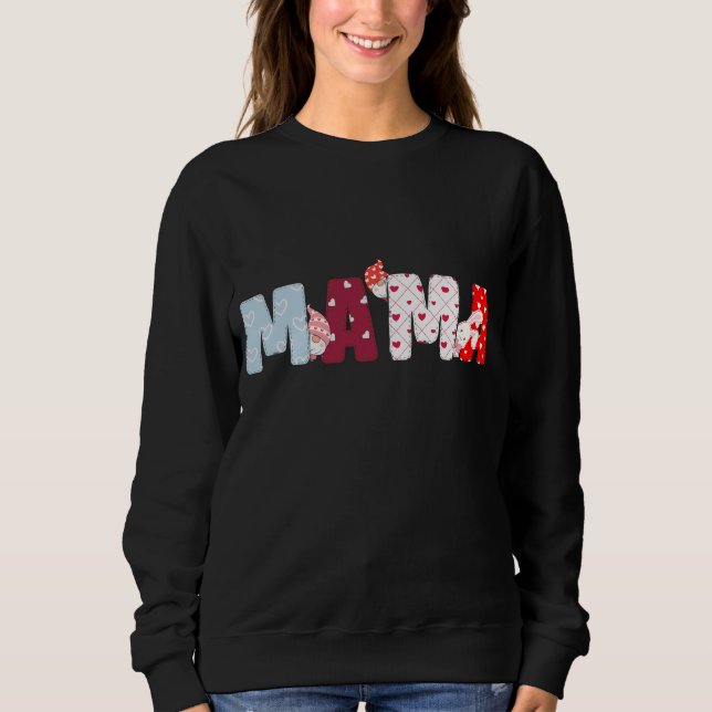Moletom Letra Mama Patchwork Sweatshirt - Cute Heart (Frente)