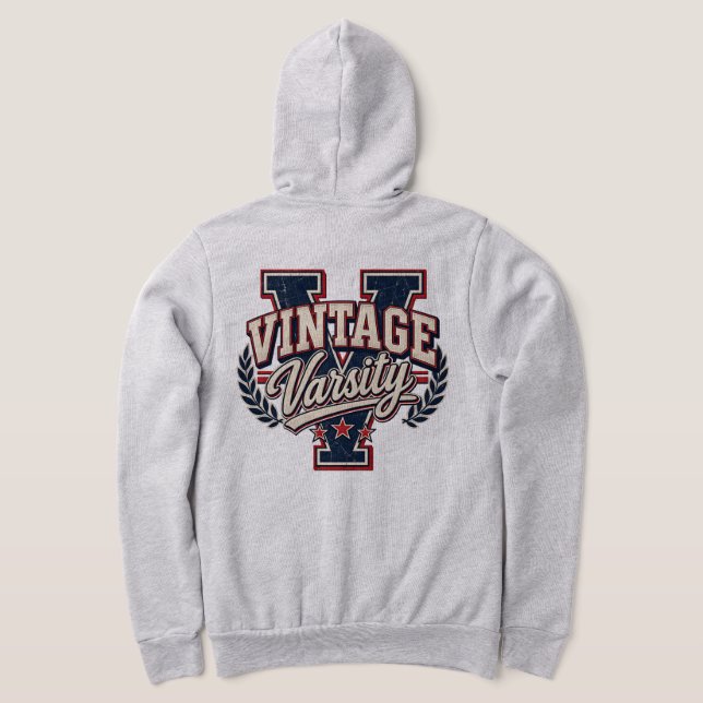 Moletom Letra V em Bloco Distress Vintage Varsity (Postura das costas)